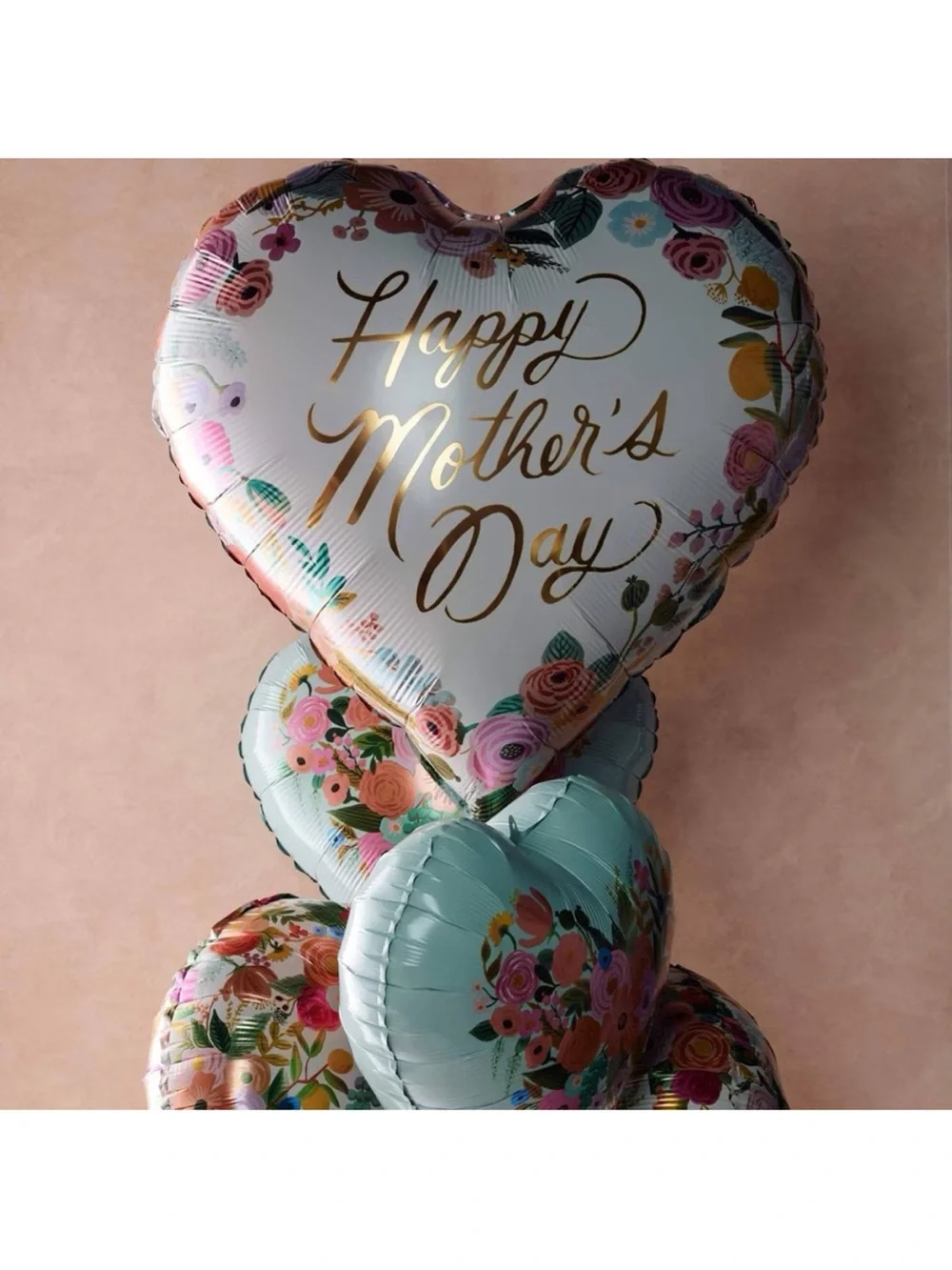 Rifle Paper Co. Floral Mother's Day Balloon Set - Mint, Pink & Gold Accents